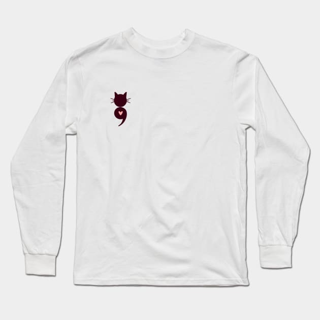 Cat Semicolon Long Sleeve T-Shirt by bloomingviolets